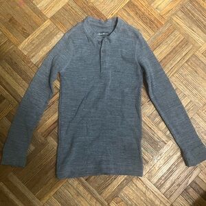 Eddie Bauer Gray Long Sleeve Henley Shirt